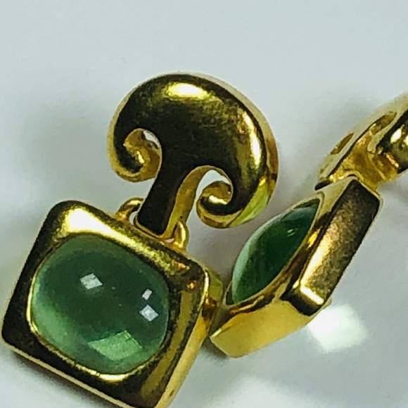 Gold and Green Stone Earrings - Picture 5 of 5